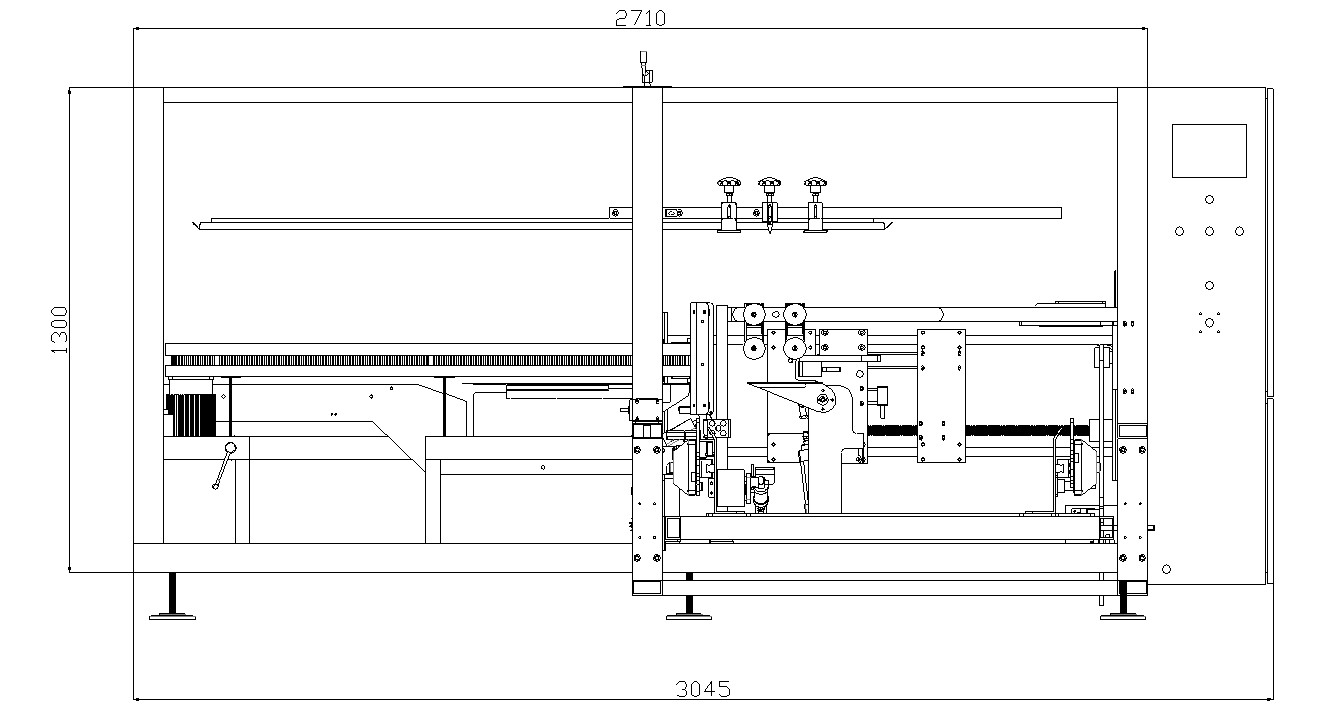 AUTOBOX formeuse de caisses - Plan d’implantation avec table de travail horizontale